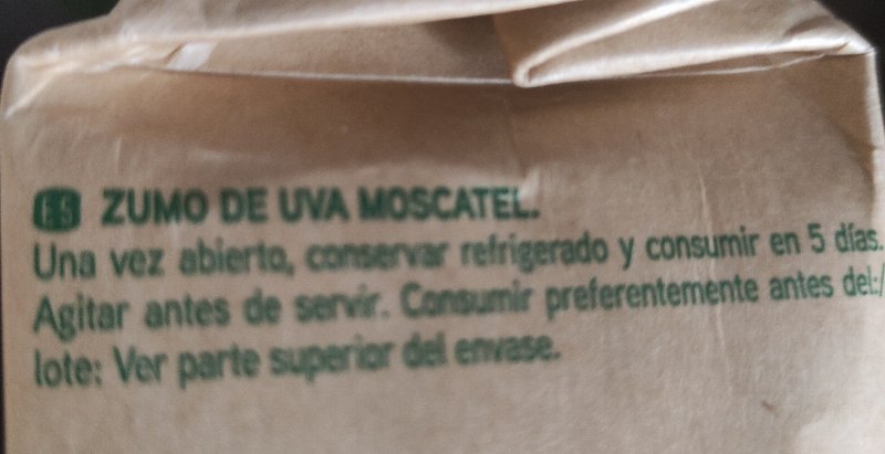 Foto da lista de ingredientes
