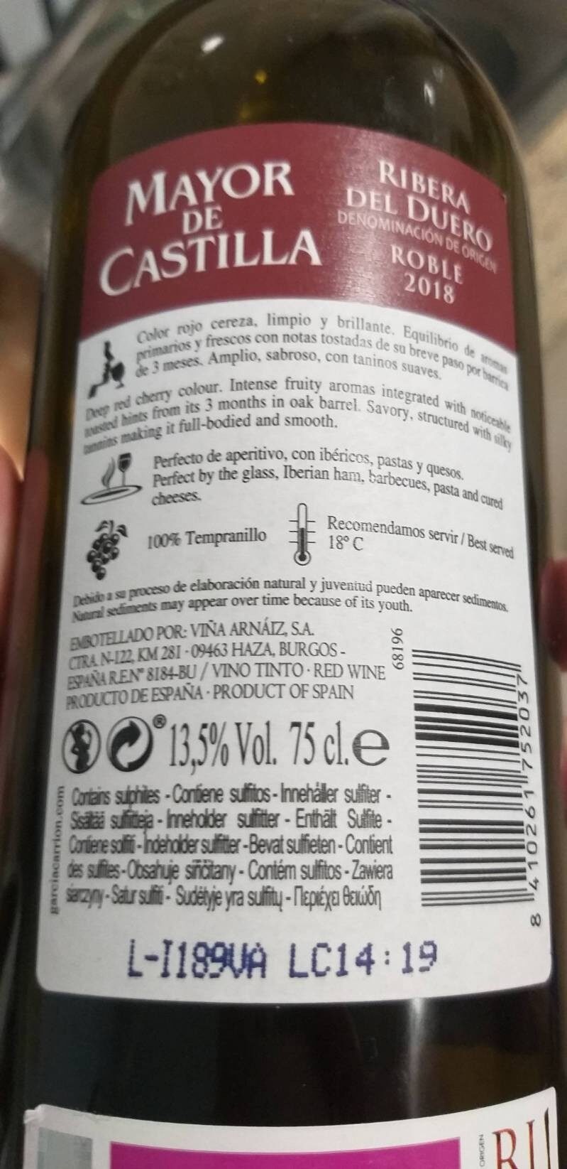 Foto da tabela nutricional