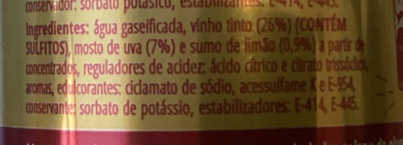 Foto da lista de ingredientes