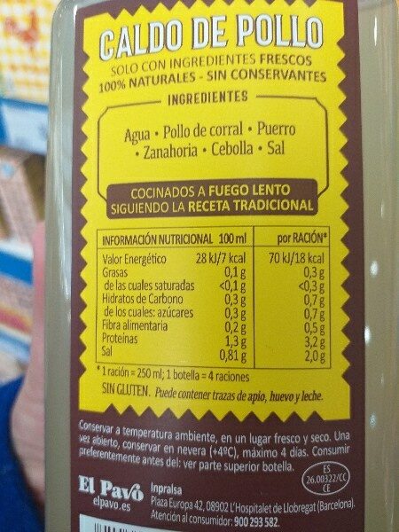 Foto da lista de ingredientes