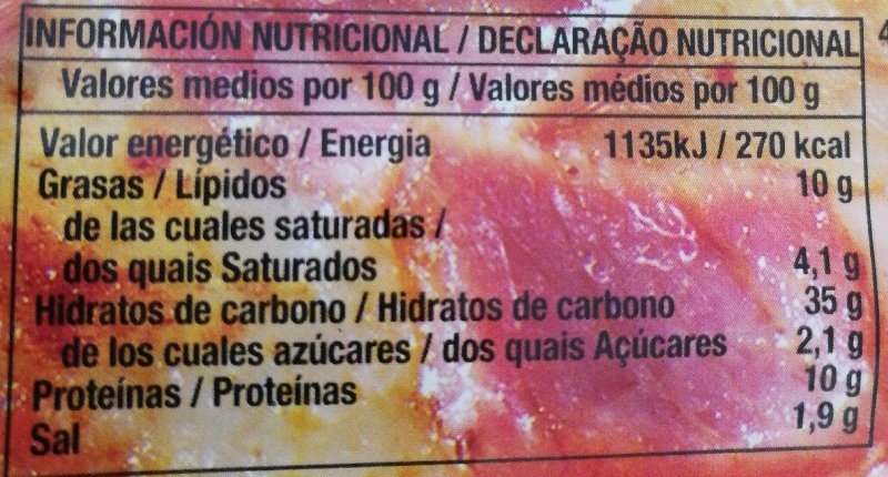 Foto da tabela nutricional