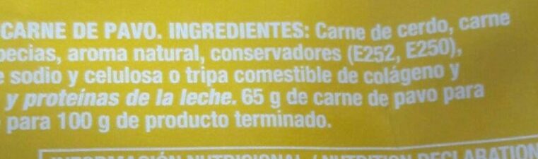 Foto da lista de ingredientes