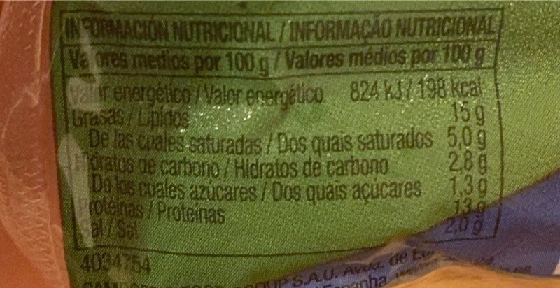 Foto da tabela nutricional