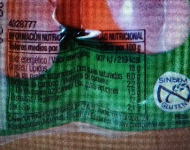 Foto da lista de ingredientes