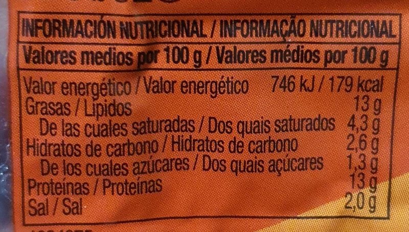 Foto da tabela nutricional