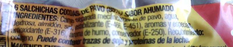 Foto da lista de ingredientes