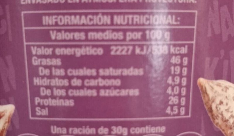 Foto da tabela nutricional