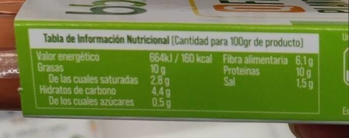 Foto da tabela nutricional