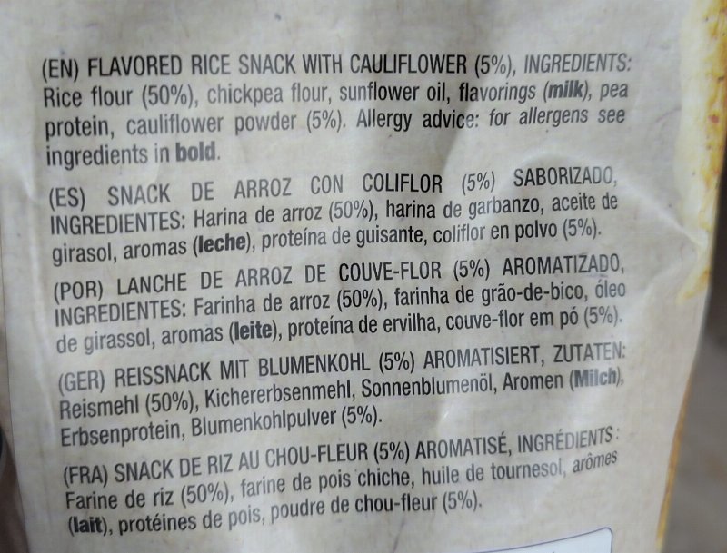 Foto da lista de ingredientes