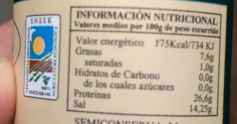 Foto da tabela nutricional