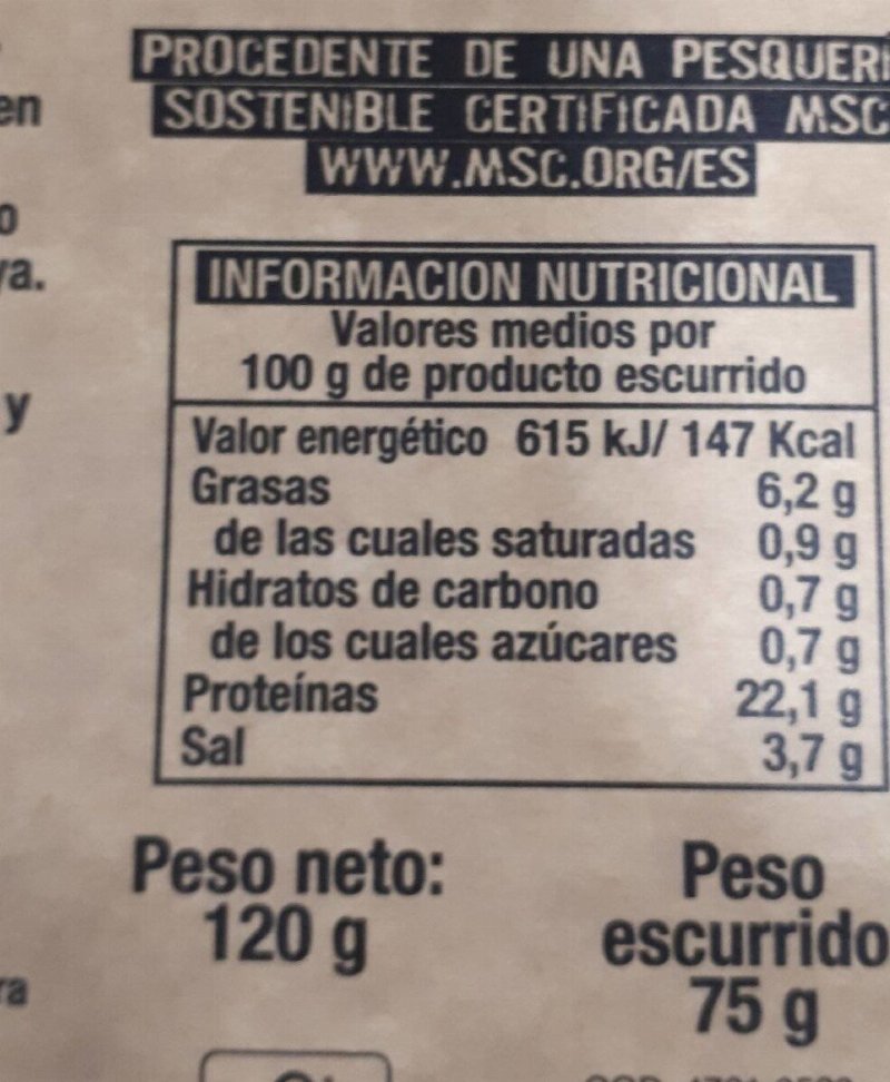 Foto da tabela nutricional