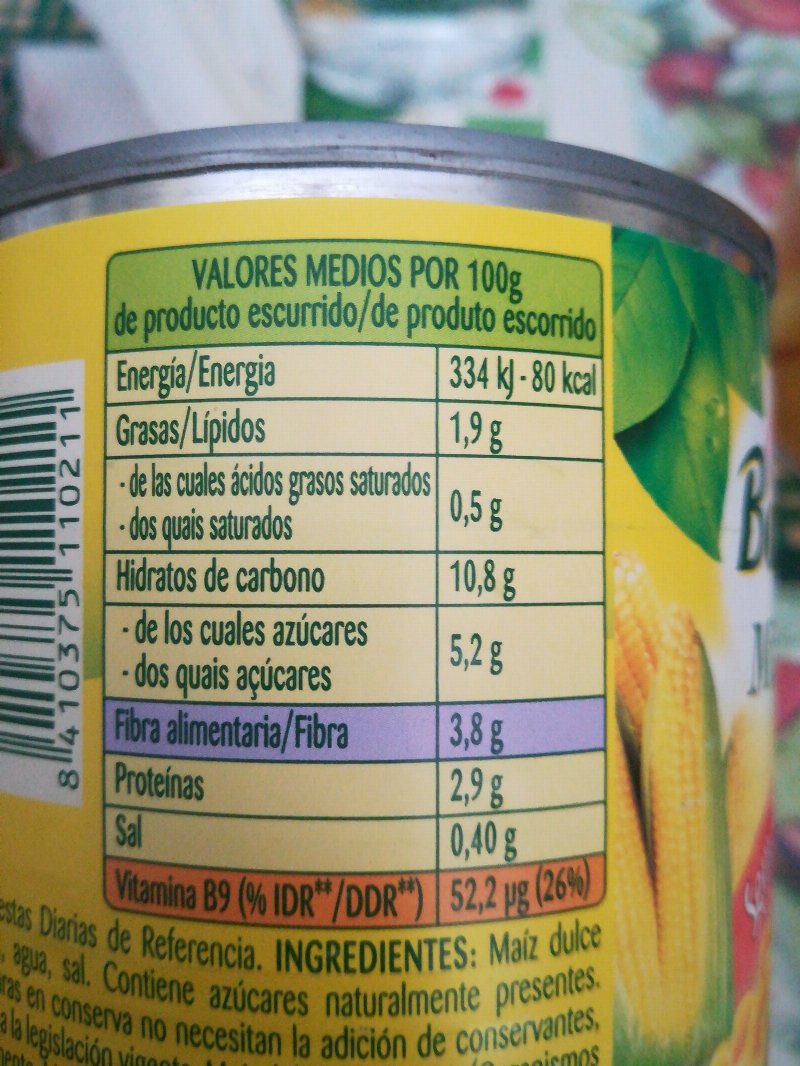 Foto da tabela nutricional