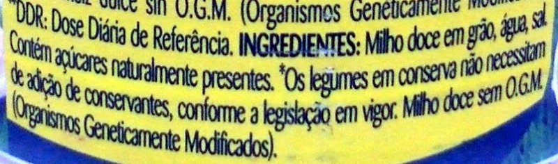 Foto da lista de ingredientes
