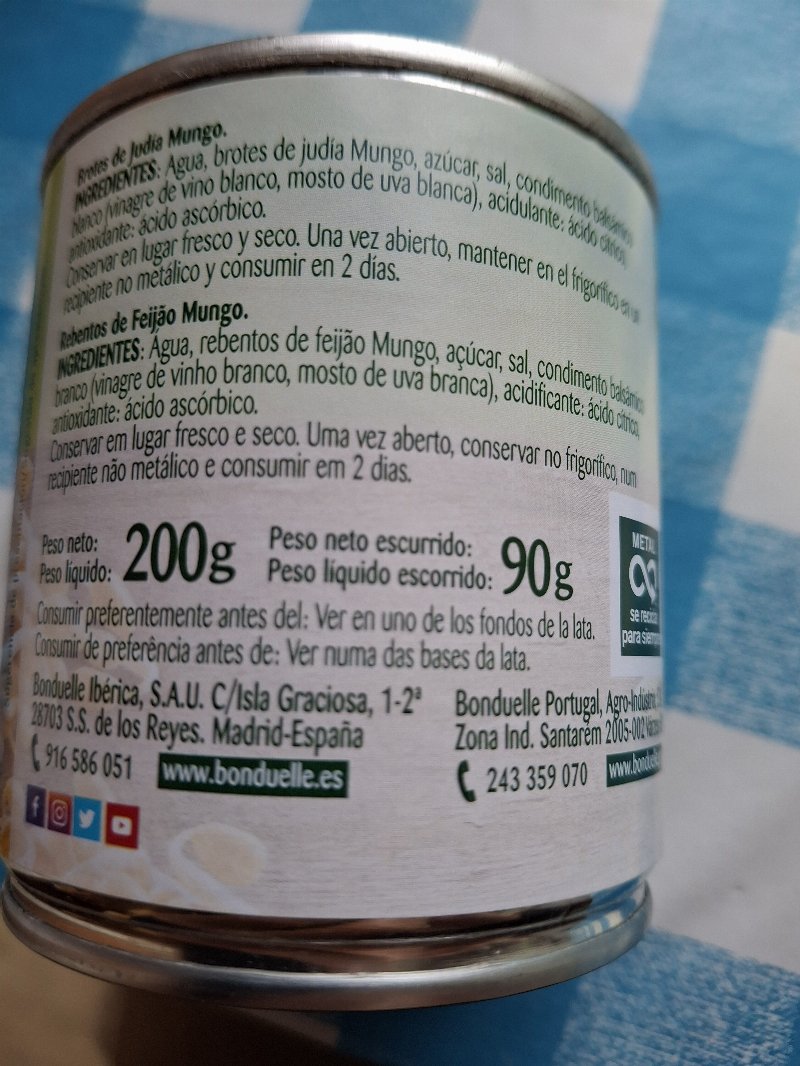 Foto da lista de ingredientes