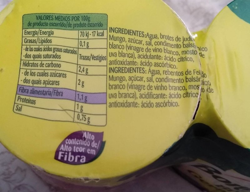 Foto da tabela nutricional