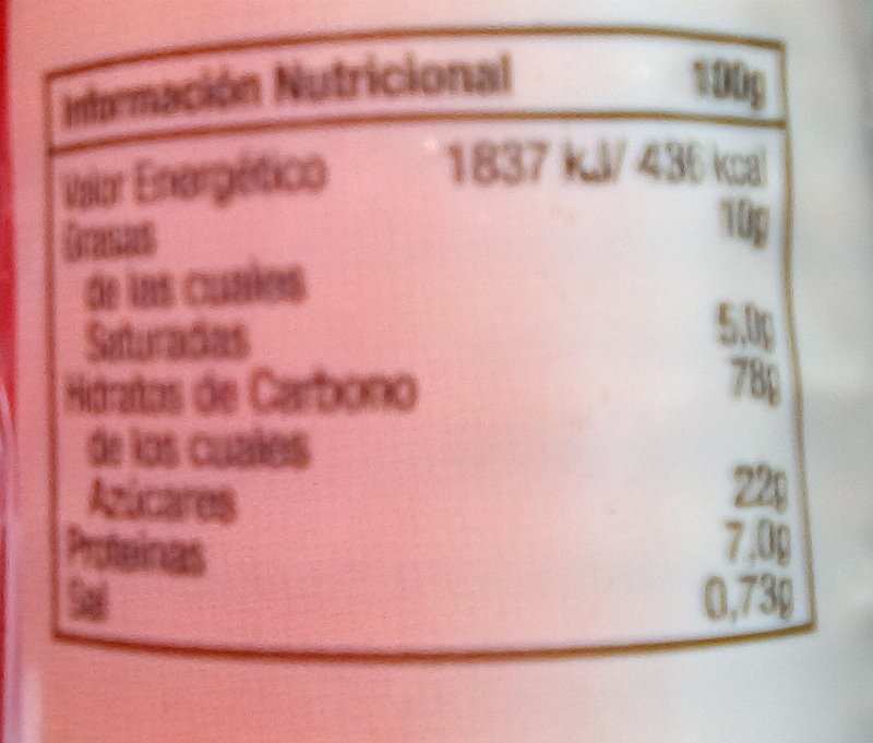 Foto da tabela nutricional