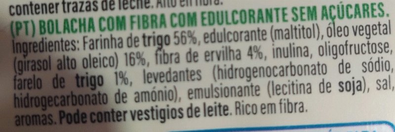 Foto da lista de ingredientes