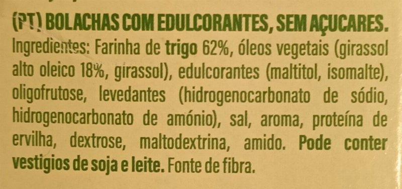 Foto da lista de ingredientes