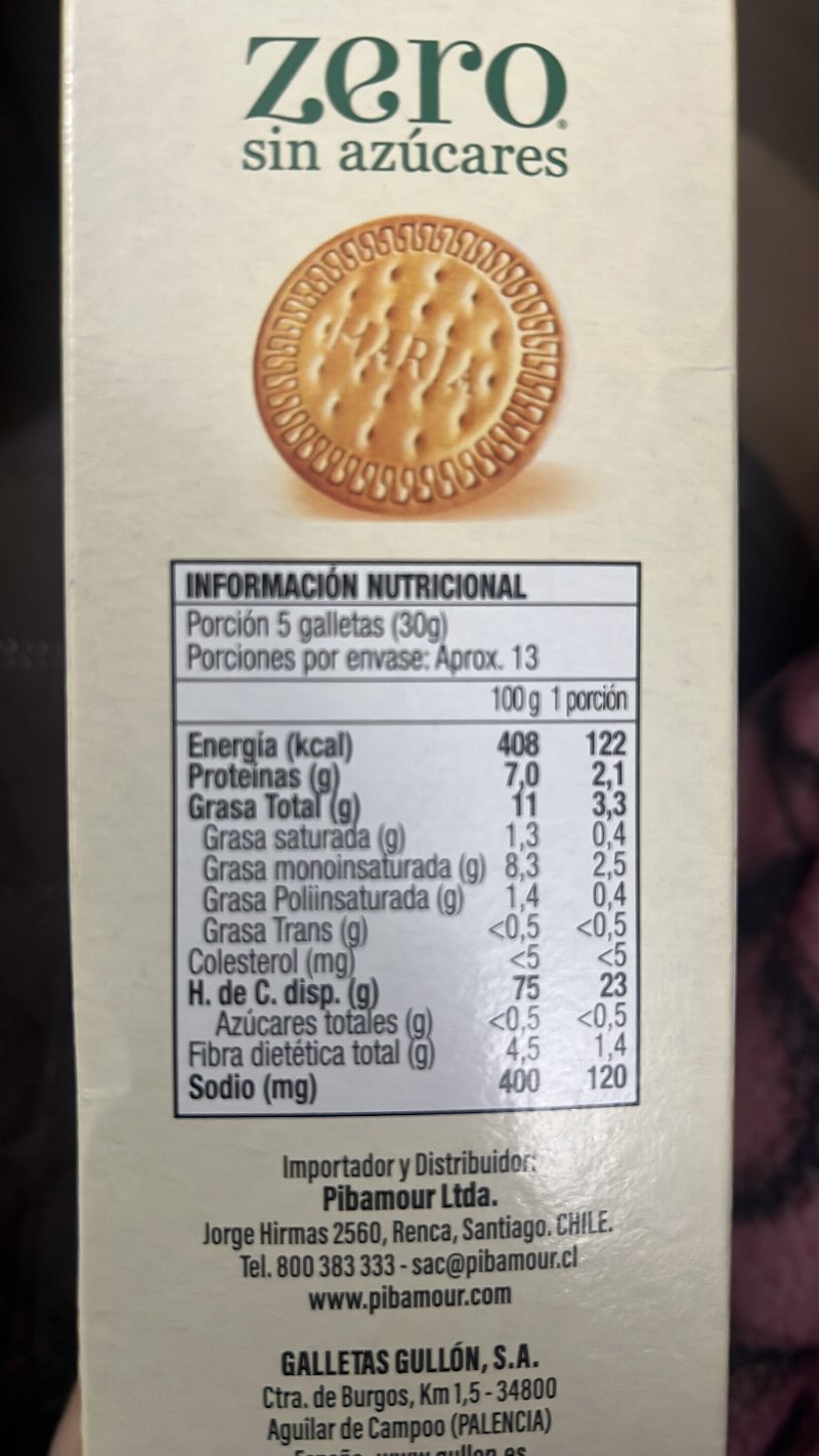 Foto da tabela nutricional