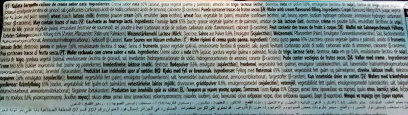 Foto da lista de ingredientes