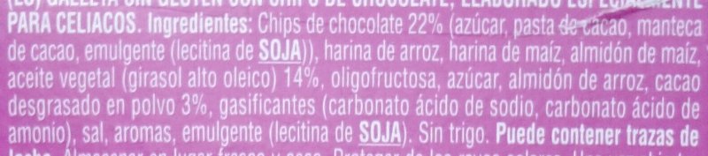 Foto da lista de ingredientes