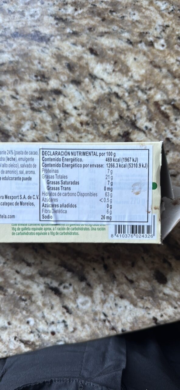 Foto da tabela nutricional