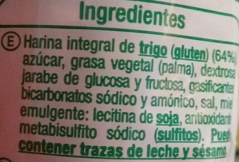 Foto da lista de ingredientes