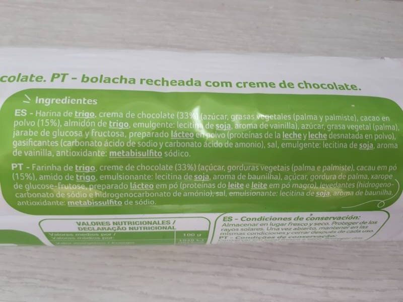 Foto da lista de ingredientes