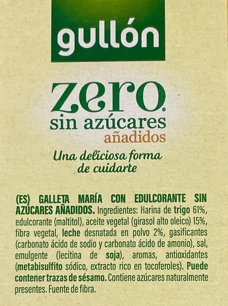 Foto da lista de ingredientes