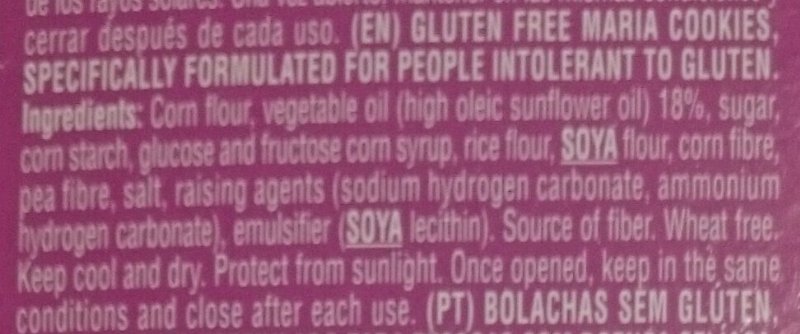 Foto da lista de ingredientes