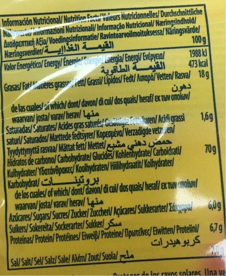 Foto da tabela nutricional