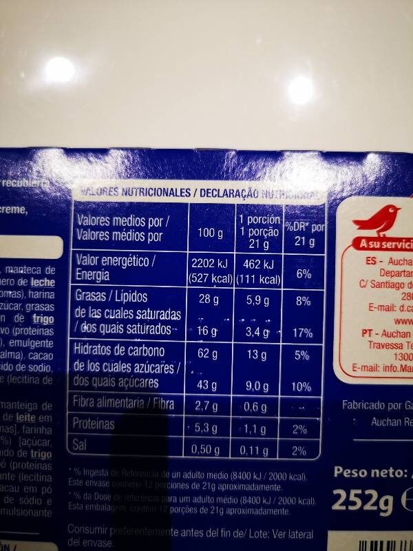 Foto da tabela nutricional