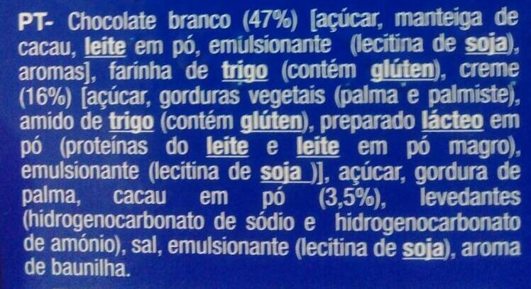 Foto da lista de ingredientes