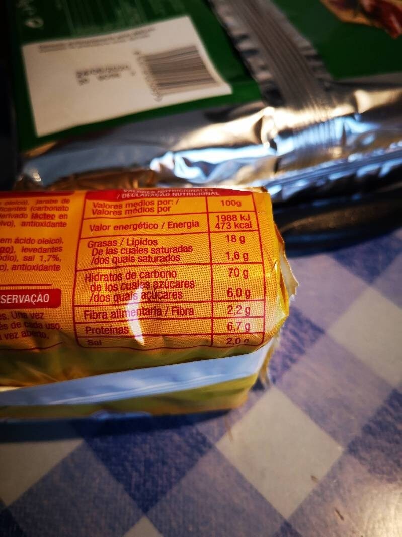 Foto da tabela nutricional