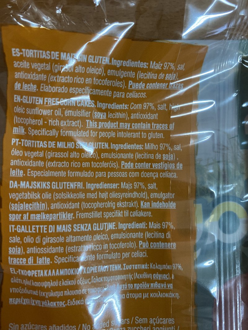 Foto da lista de ingredientes