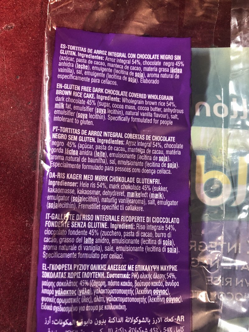 Foto da lista de ingredientes