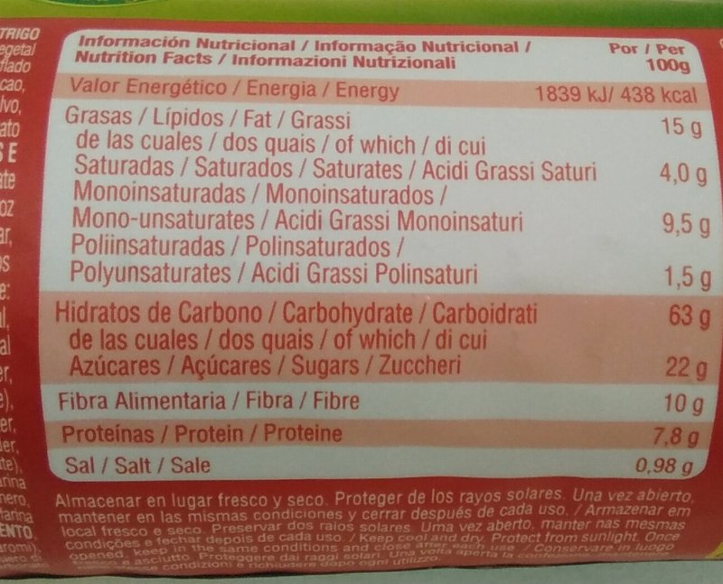Foto da tabela nutricional