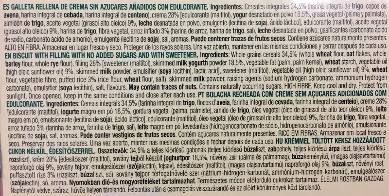 Foto da lista de ingredientes