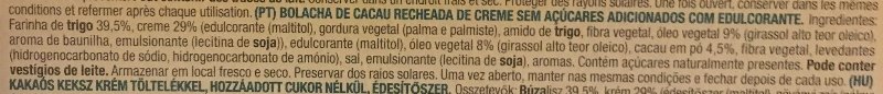 Foto da lista de ingredientes