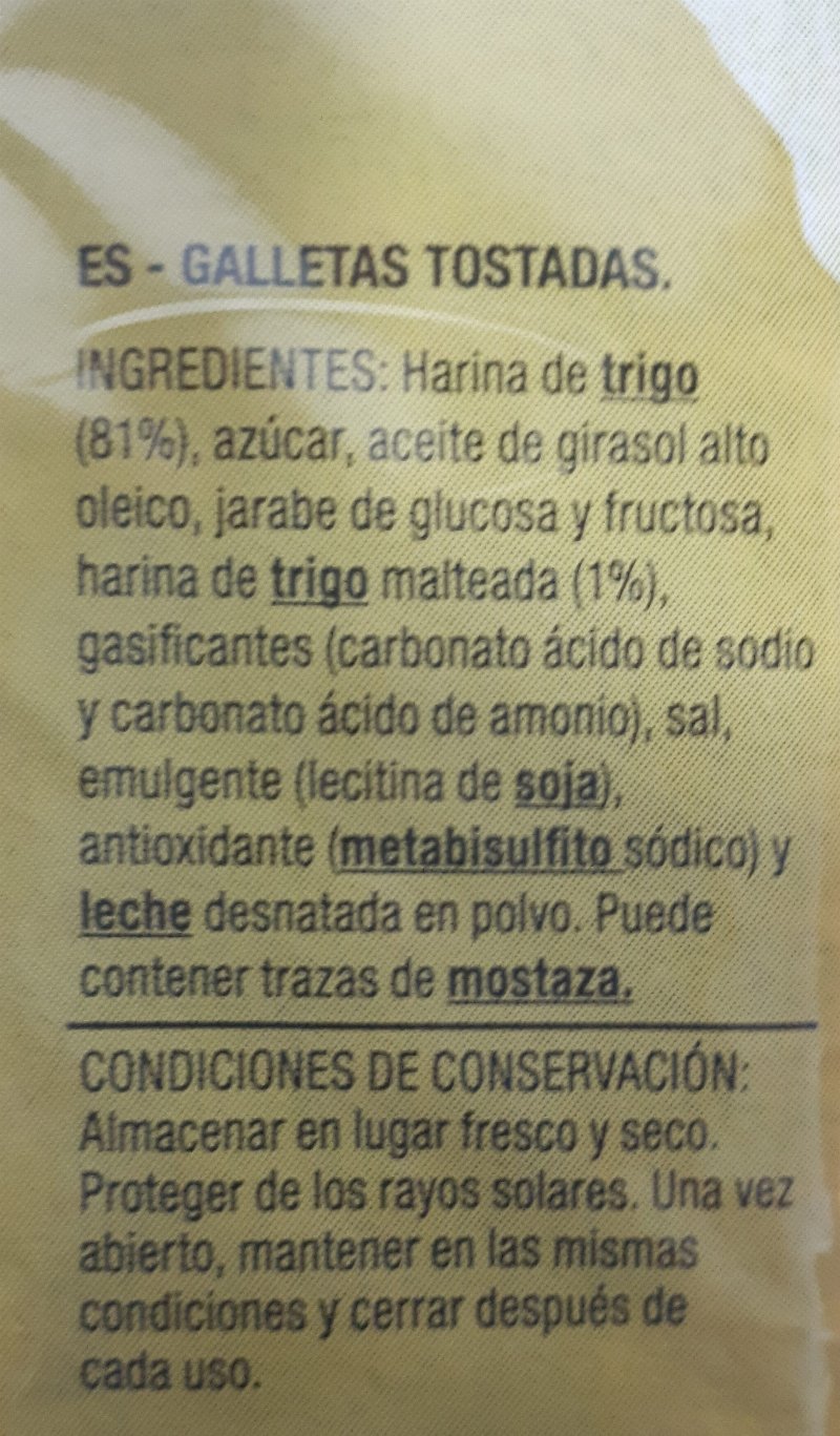 Foto da lista de ingredientes