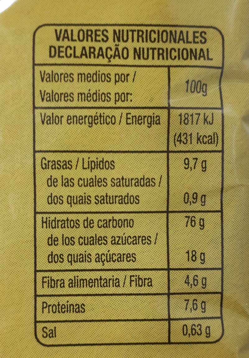 Foto da tabela nutricional