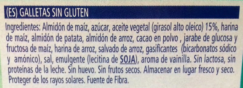 Foto da lista de ingredientes