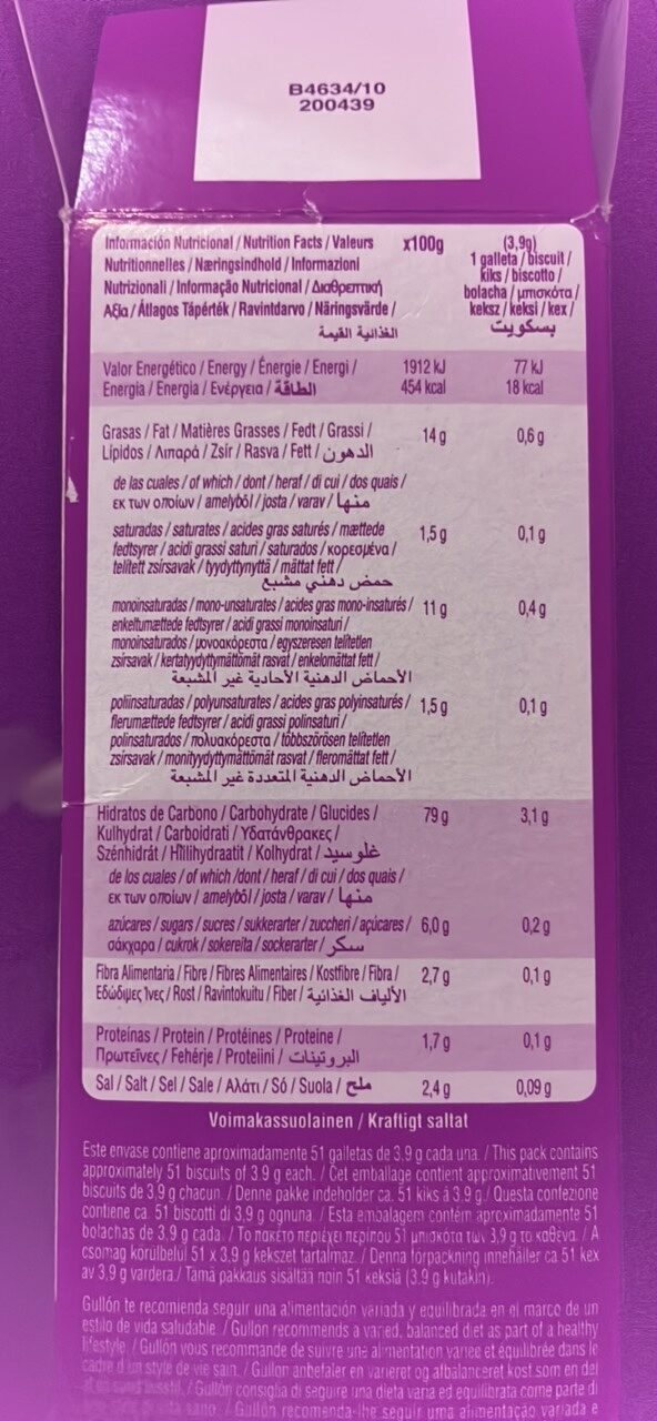 Foto da tabela nutricional