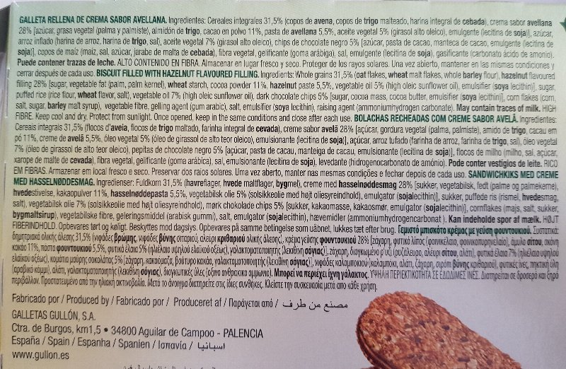 Foto da lista de ingredientes