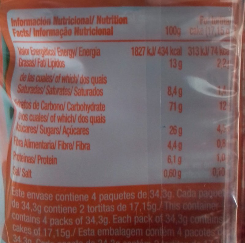 Foto da tabela nutricional
