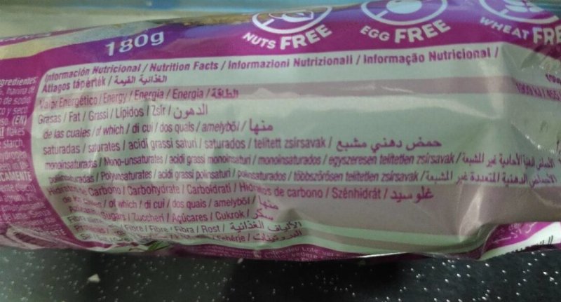 Foto da tabela nutricional