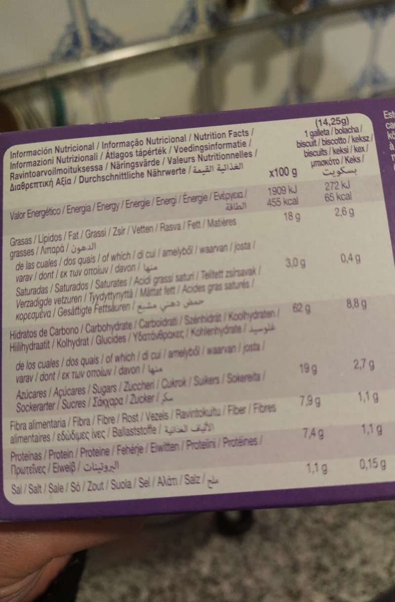 Foto da tabela nutricional