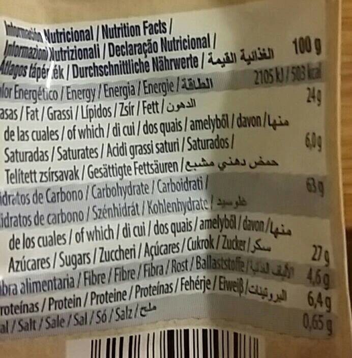 Foto da tabela nutricional
