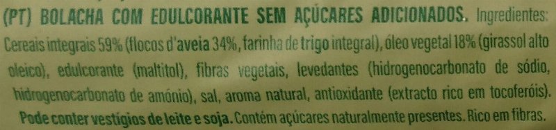 Foto da lista de ingredientes