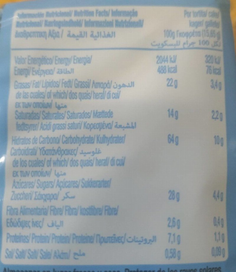 Foto da tabela nutricional